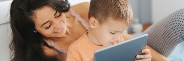 Mother and child on tablet