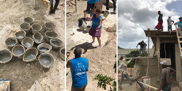 2018 Dominican Republic missions team working on building roof