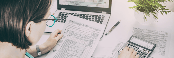 Woman doing her taxes