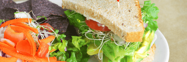 Healthy sandwich and salad