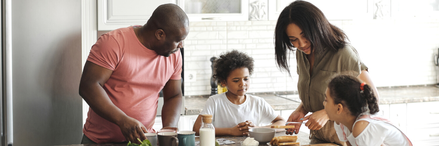 Family making lunch