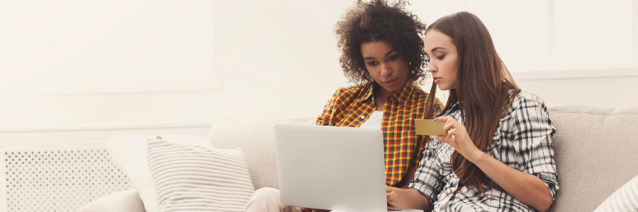 Two women shopping online