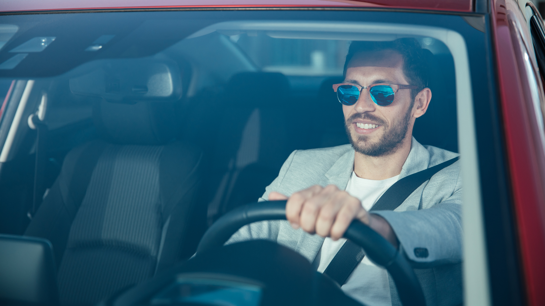 Man driving a car