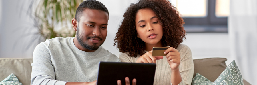 Couple looking at finances